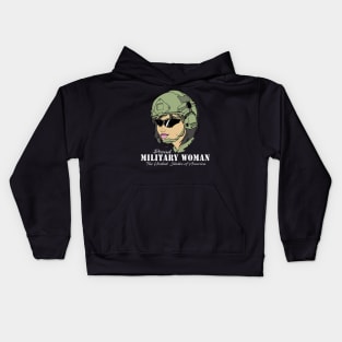 Proud Military Woman V3  (dark tees) Kids Hoodie